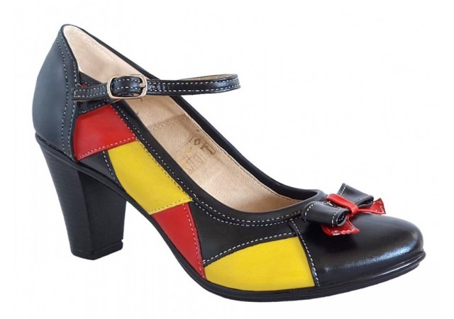 Marimea 36 Pantofi dama din piele naturala, toc de 7cm - P13423NRG